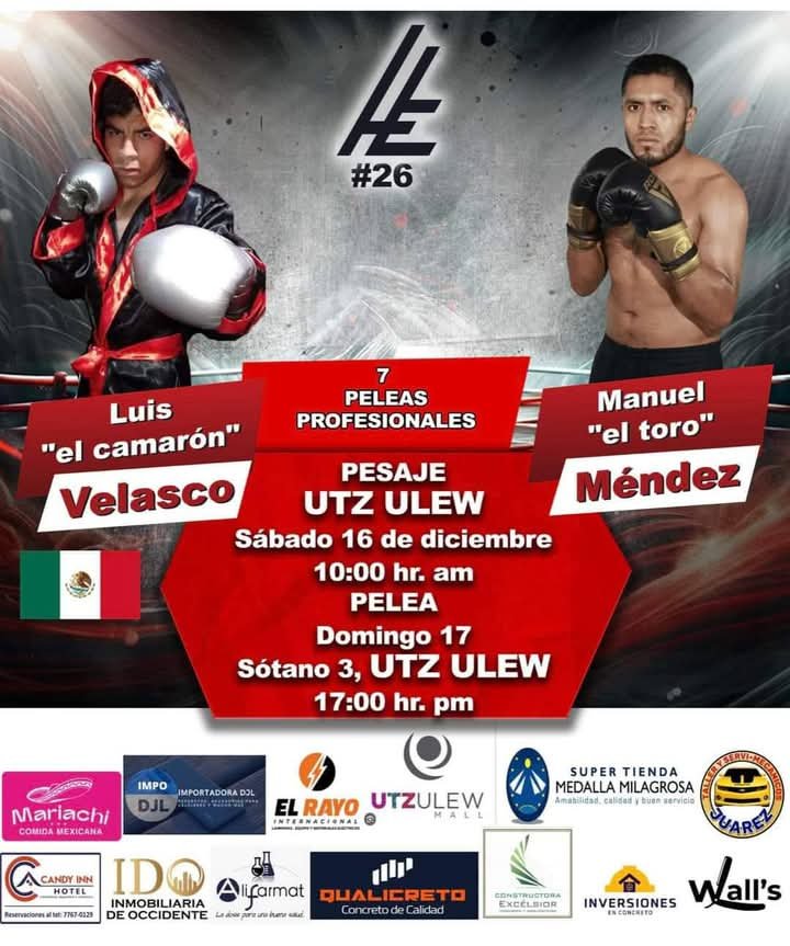 Cartel de pelea profesional de Manuel "El Toro" Méndez